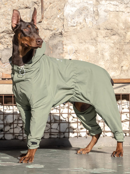 HKM-2913981 Casual Outdoor Mountaineering Suit for Medium and Large Shiba Inu - Four-Legged Pet Clothing in Army Green and Khaki