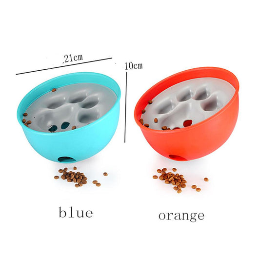 HKM-2927933 Interactive Puzzle Dog Bowl for Cats and Dogs - 21cm Diameter, Blue or Orange Color