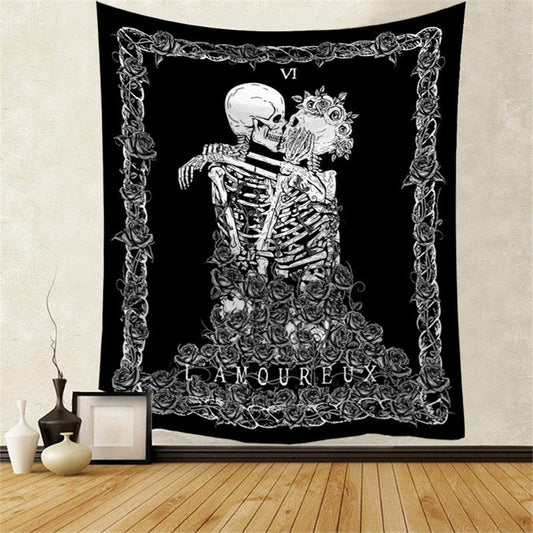 HKM-294035 Skull Tapestry Wall Hanging - Soft Plush Fabric in Various Sizes and Colors
