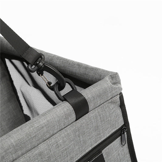 HKM-2940861 Grey Car Pet Luggage Bag with Safety Straps for Comfortable Travel and Protection from Bumps