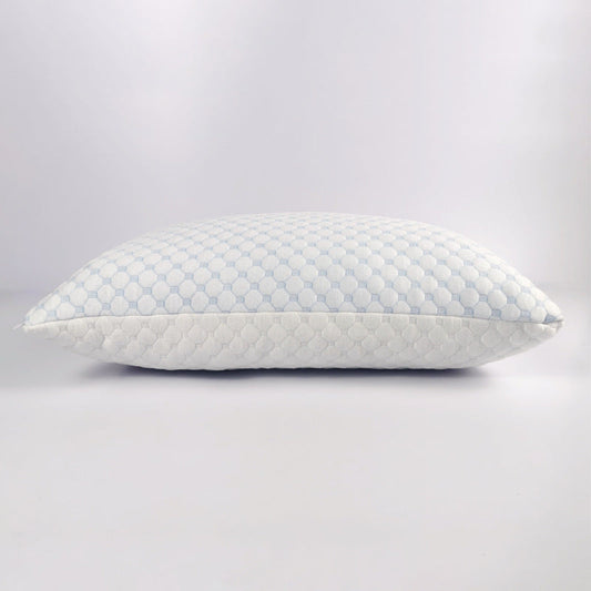 HKM-294675 Bamboo Fiber Crushed Sponge Pillow - 50x76cm, White and Blue, Polyester Fiber