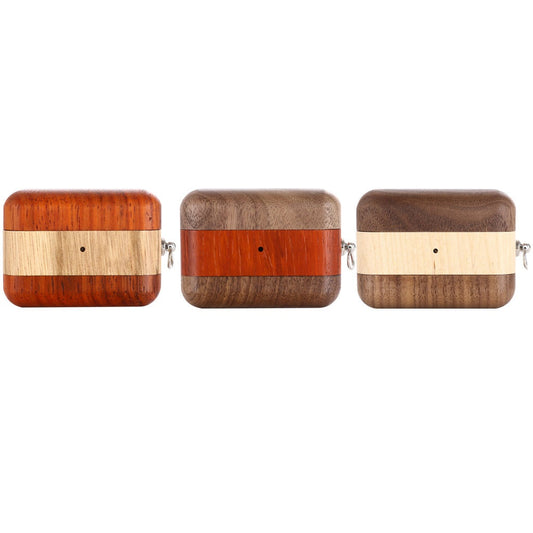 HKM-297683 Solid Wood Charging Case Cover for Apple AirPods Pro/3rd Gen with Magnetic Closure and Scratch Protection