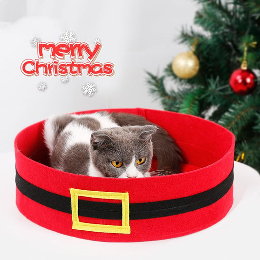 HKM-2981181 Festive Felt Cloth Cat Dog Bed for Halloween and Christmas - Lightweight, Foldable Design