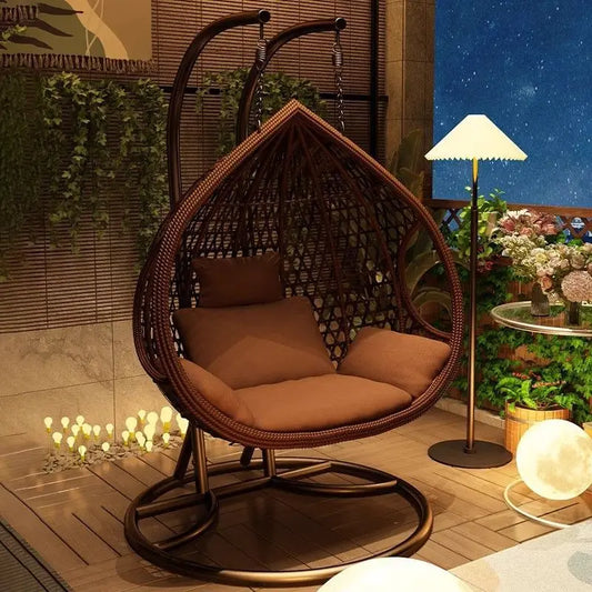 HKM-300179 Outdoor Rattan Swing Pod Double Seater Chair for Garden or Patio
