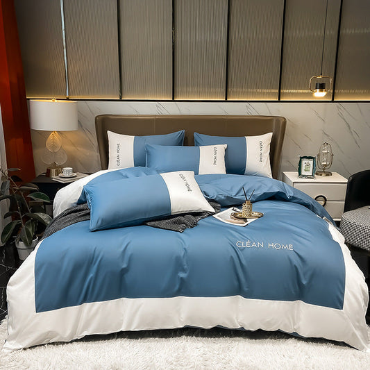 HKM-300307 Embroidered Cotton Satin Four-Piece Bedding Set in Various Sizes