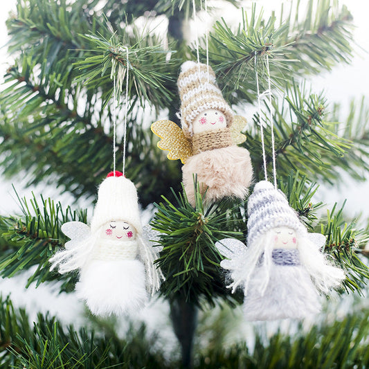 HKM-300755 Plush Angel Girl Pendant Christmas Ornament - Cute Handmade Decoration in Various Colors