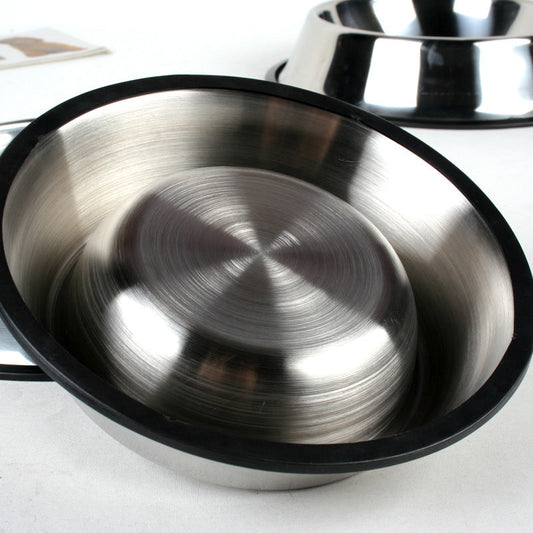 HKM-3025597 Stainless Steel Non-Slip Pet Food and Water Bowl - Multiple Sizes Available