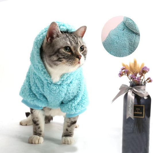 HKM-302675 Cotton Fleece Dog and Cat Sweater in Solid Blue and Yellow Colors, Sizes S to L