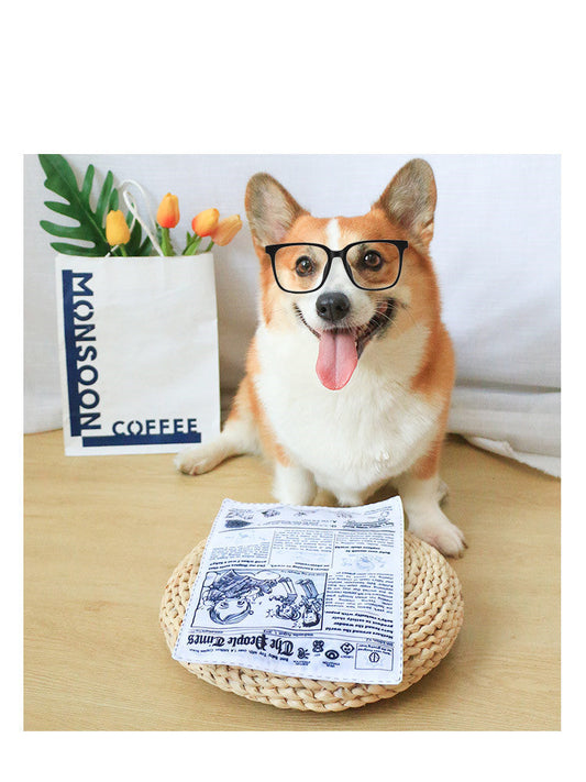 HKM-303059 Interactive Paper Newspaper Toy for Dogs - Sounding Cloth and Rolled Newspaper Design, 25x18cm