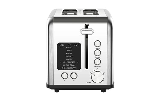HKM-305811 Smart Digital 2-Slice Electric Toaster with LED Display and Multiple Functions