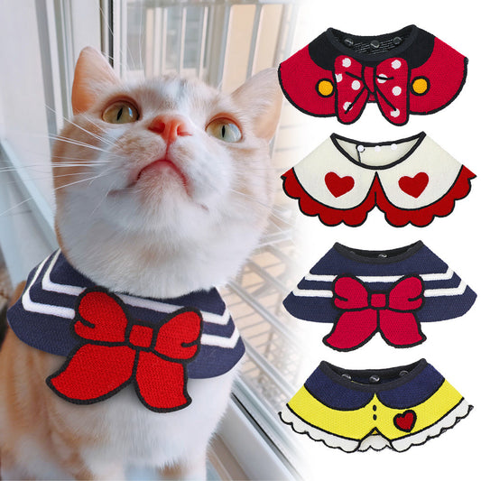 HKM-306387 Stylish Pet Scarf Collar for Small Dogs and Cats, Adjustable Sizes 20-30cm & 30-40cm