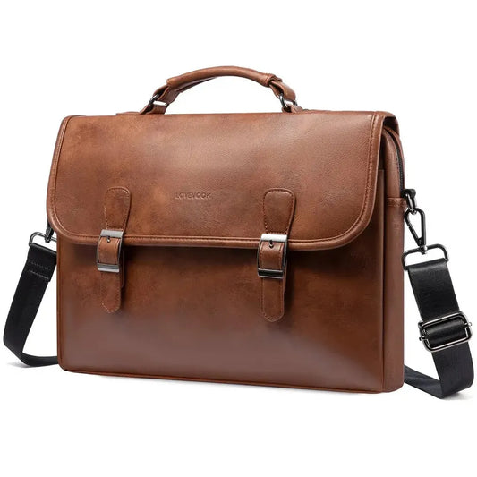 HKM-306771 Vintage Leather Messenger Bag for Women - Large Briefcase Satchel for Laptops and Daily Use