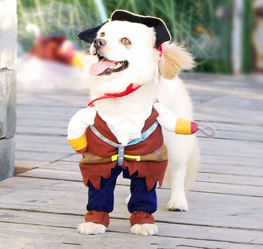 HKM-3073853 Pirate Costume for Pets - Fun Pirate-Themed Dog Dress for Halloween and Christmas