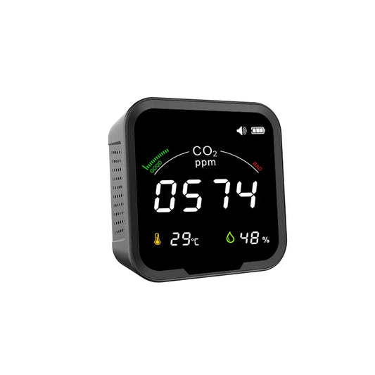 HKM-307411 NDIR CO2 Meter with Temperature and Humidity Display, Model PTH-9C, Desktop Air Quality Monitor