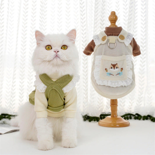 HKM-3075261 Cartoon Pet Vest for Dogs and Cats - Squirrel Waffle in White & Green, Casual Style, Acrylic Material