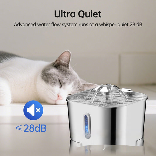 HKM-3081277 Stainless Steel 2.2L Pet Water Fountain for Dogs and Cats with Flower Head Design