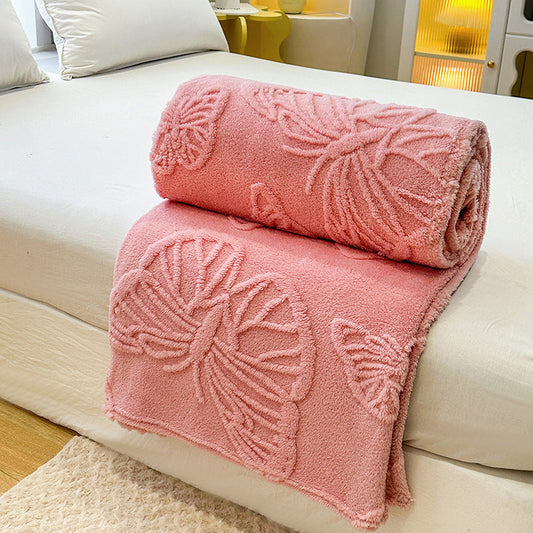 HKM-309523 Butterfly Print Solid Color Milk Fiber Blanket - Multiple Sizes Available