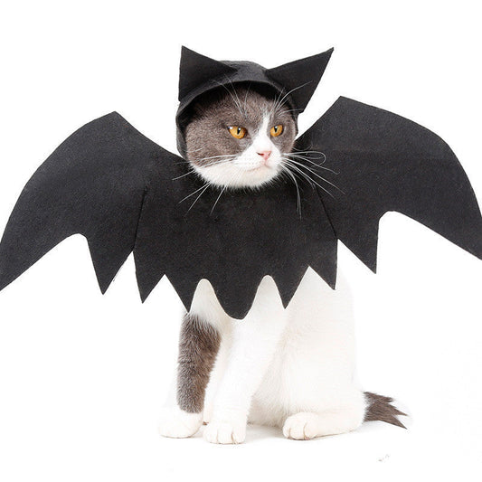 HKM-310547 Halloween Pet Bat Wings for Cats and Dogs – Black Felt Cloth with Velcro Fastening, Available in S, M, L Sizes