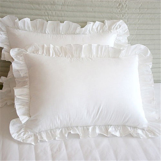 HKM-311635 Handmade Pure Cotton Ruffle Pillowcase - Modern Minimalist Design, Sizes 48x74 & 45x45