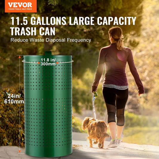 HKM-3119421 Weather-Resistant 11.5-Gallon Dog Waste Bin with Lid and 50 Bags for Easy Cleanup