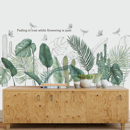 HKM-314899 Tropical Leaves Wall Mural for Living Room and Bedroom Decoration