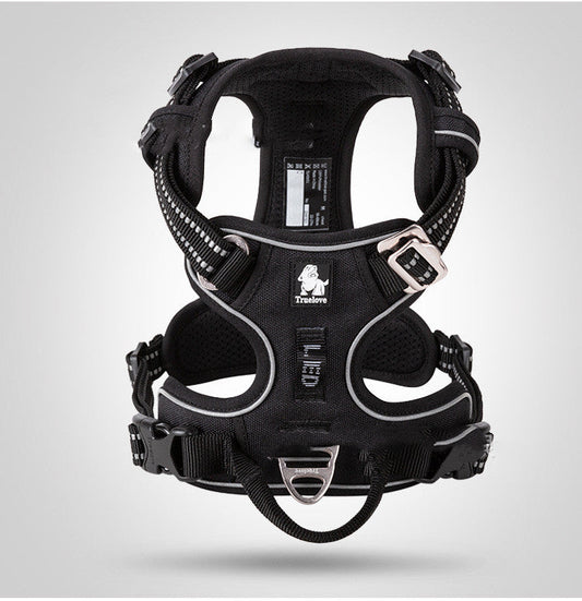 HKM-3155773 Adjustable Nylon Dog Harness with Traction Rope for Small to Large Dogs - Multiple Colors Available