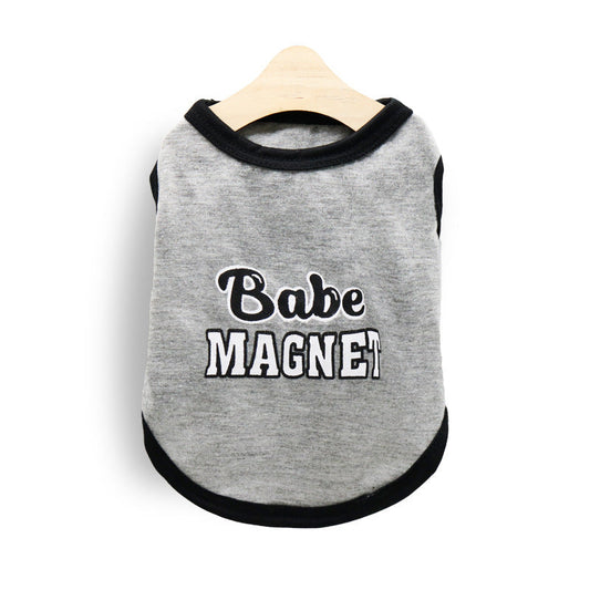HKM-3177917 Cotton Leisure Pet Vest in Gray with Black Trim for Dogs