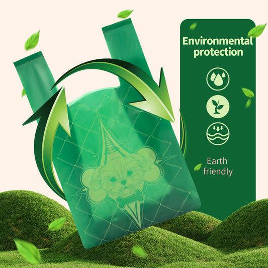 HKM-318675 Degradable Dog Waste Bags in Green Vest Style - 120 Count