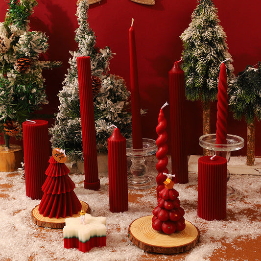 HKM-318867 Elegant Christmas Red Aromatherapy Candle - Handmade Soy Wax Decoration for a Festive Atmosphere