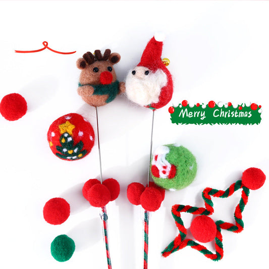 HKM-3190077 Cat Toy Wand with Bells - 45 cm PVC Stick for Engaging Playtime