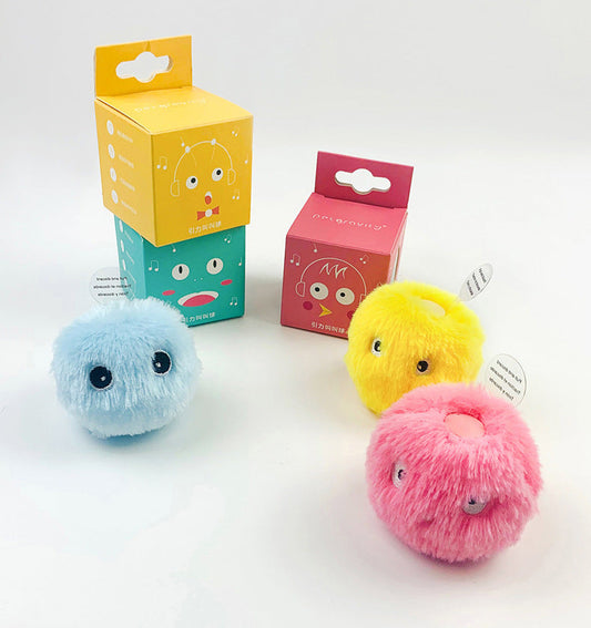 HKM-3209149 Light-Up Plush Cat Teaser Ball with Catnip & Sound for Pet Playtime