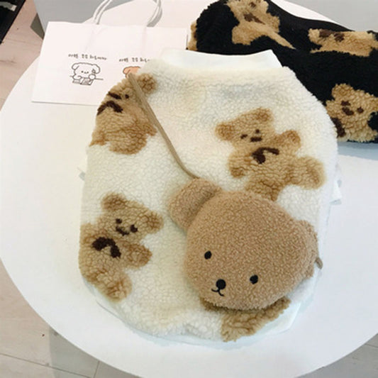 HKM-3211581 Cozy Cotton-Padded Lamb Wool Pet Coat for Autumn and Winter