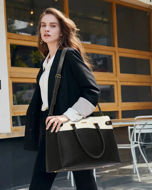 HKM-323731 Vintage Waterproof Laptop Bag for 15.6 Inch Devices - Stylish Leather Tote for Women - Ideal for Office and Business Use