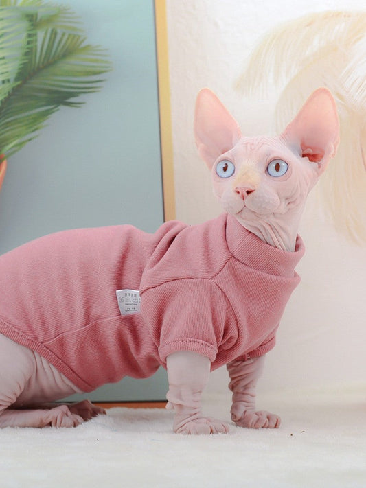 HKM-3238077 Dralon Pet Clothes for Hairless Cats in Cherry Pink and Dark Green for Autumn and Winter