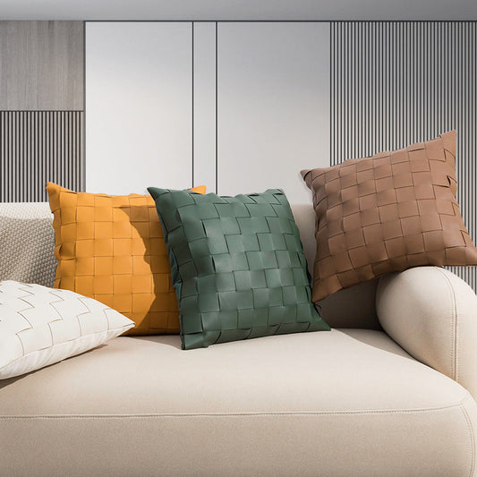 HKM-324243 Nordic Style Geometric Cushion Cover in Solid Colors - 45x45cm, Coreless, PU & PP Cotton