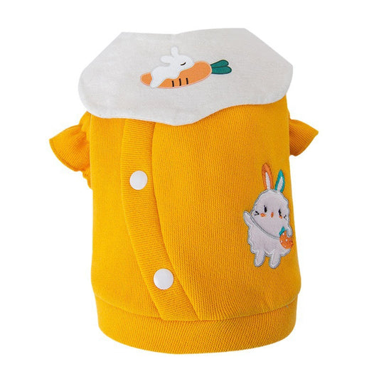 HKM-3271357 Cute Cartoon Rabbit Lapel Sweater for Dogs - Lightweight & Comfortable Pet Clothing in Various Sizes