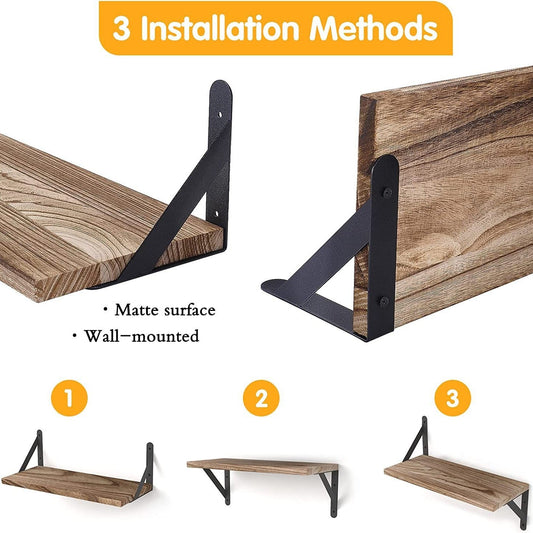 HKM-3273661 Solid Wood Multi-Purpose 4-Layer Wall Shelf in Various Paulownia Finishes