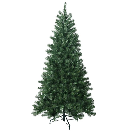 HKM-329235 9ft Pre-Lit Green PVC Hinged Artificial Christmas Tree, Fireproof and Eco-Friendly