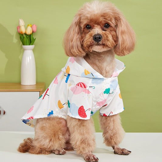 HKM-332499 Colorful Cartoon Umbrella Pattern Pet Raincoat in Various Sizes