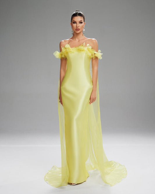 HKM-333779 Elegant Yellow Dress for Sophisticated Occasions - Style EZ25099