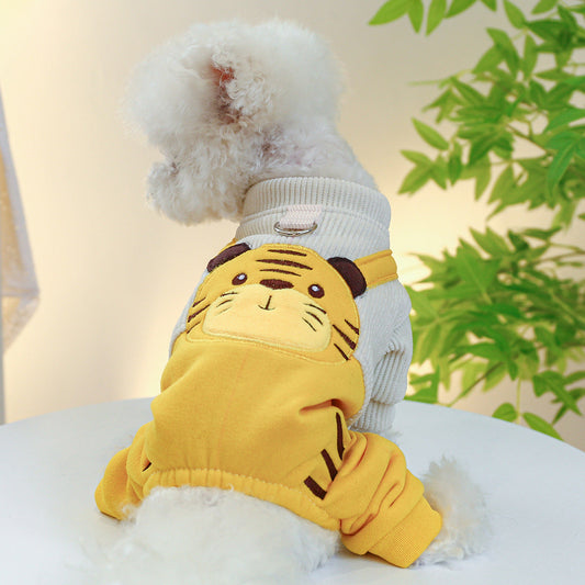 HKM-3341757 Cute Corduroy Little Tiger Suspender Pants for Dogs - Multiple Sizes Available
