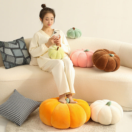 HKM-334355 Cute Pumpkin Pillow with Plant Pattern – Modern Sofa Cushion in Various Sizes and Colors
