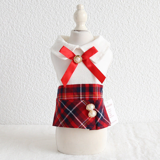 HKM-334803 Plaid Skirt for Women - Stylish Red and Black England-Inspired Design