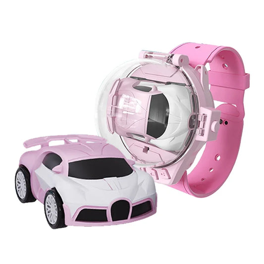 HKM-335379 Children's Mini Handheld Alloy Cartoon Watch Remote Control Car with Lights, USB Rechargeable, Multi-Function Fun