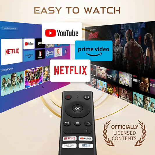 HKM-337043 1080P Mini Portable Projector with Auto Focus and Keystone Correction, Officially Licensed for Netflix