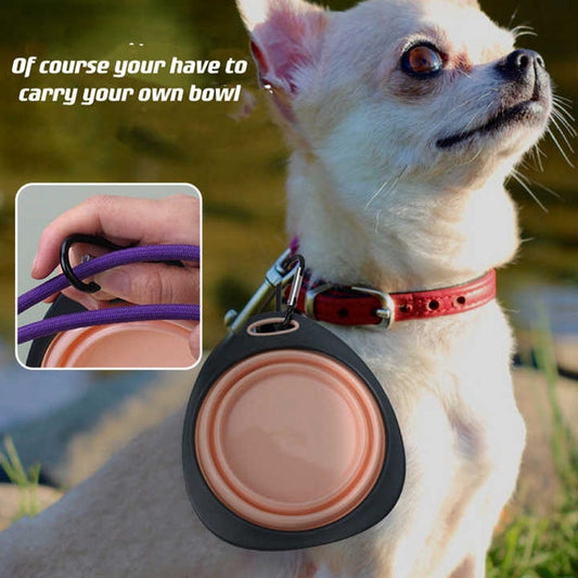 HKM-3410365 Portable Candy Color Dog Bowl for Outdoor Travel - Ideal for Pet Feeding and Drinking Water