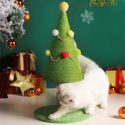 HKM-343443 Christmas Tree Style Minimalist Cat Climbing Frame - Wear Resistant Sisal Material