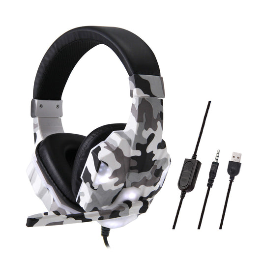 HKM-343635 Camouflage Wireless Headset Earphone with Microphone and 3.5mm Plug