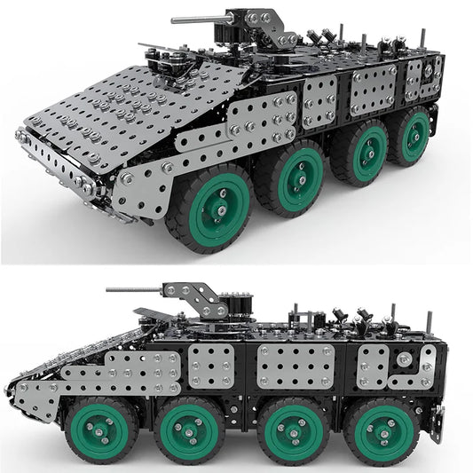 HKM-344019 Metal Military Armored Car Model Kit - 797 PCS Stainless Steel 3D Construction Puzzle Toy for Ages 8 and Up
