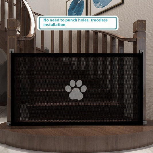 HKM-3448893 Portable Folding Dog Barrier - Punch-Free Isolation Net Fence for Pet Safety